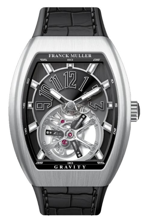 Best FRANCK MULLER Vanguard Gravity Tourbillon Brushed Stainless Steel - Black V 41 T GRAVITY CS (BR) (AC) (NR) (NR NR ACBR) Replica Watch